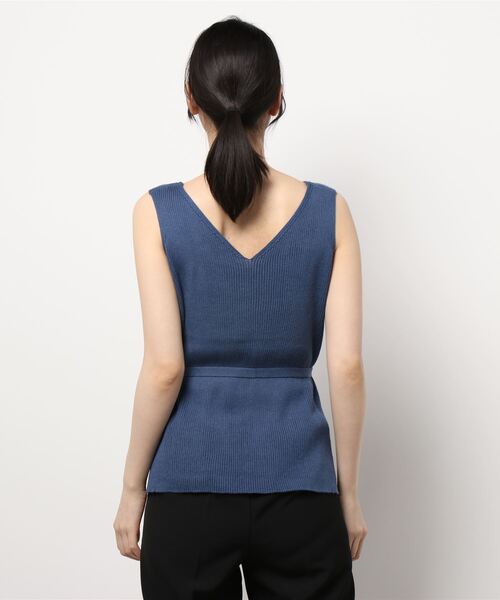 Rewde（ルゥデ）の「リネン混ノースリーブニット（1R14-07184）（ニット/セーター・レディース・ブラック/ベージュ/レンガ/ブルー・M）」の5枚目の写真