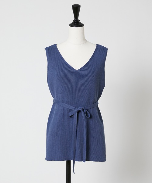 Rewde（ルゥデ）の「リネン混ノースリーブニット（1R14-07184）（ニット/セーター・レディース・ブラック/ベージュ/レンガ/ブルー・M）」の8枚目の写真