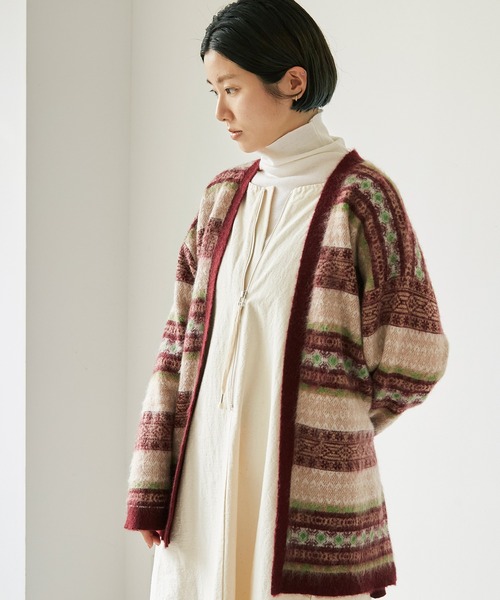 nitca（ニトカ）の「モヘヤダブルジャカード ガウンカーディガン（カーディガン/ボレロ・レディース・カーキ/ボルドー・FREE）」の13枚目の写真