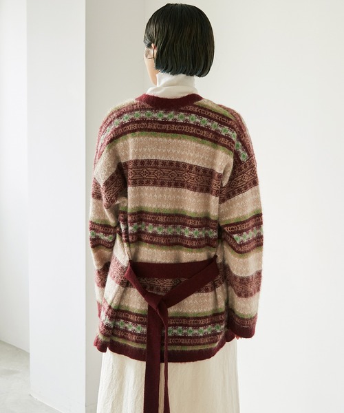 nitca（ニトカ）の「モヘヤダブルジャカード ガウンカーディガン（カーディガン/ボレロ・レディース・カーキ/ボルドー・FREE）」の10枚目の写真