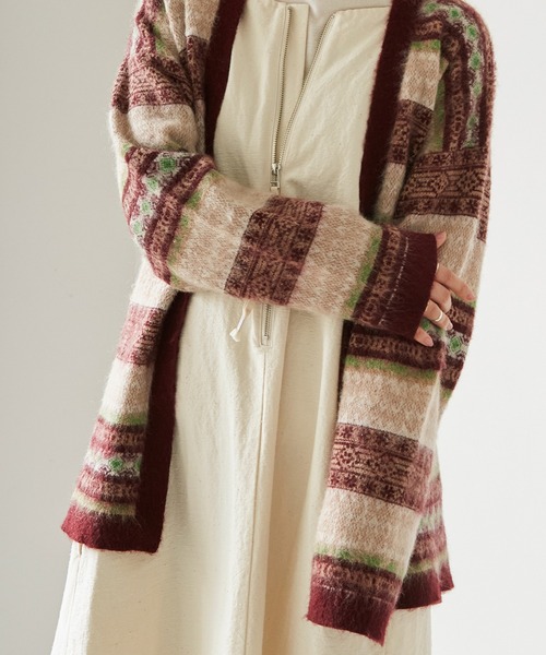 nitca（ニトカ）の「モヘヤダブルジャカード ガウンカーディガン（カーディガン/ボレロ・レディース・カーキ/ボルドー・FREE）」の17枚目の写真