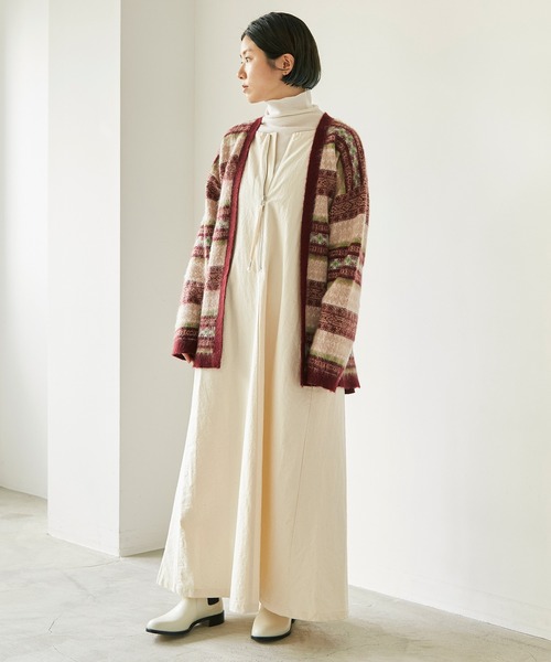 nitca（ニトカ）の「モヘヤダブルジャカード ガウンカーディガン（カーディガン/ボレロ・レディース・カーキ/ボルドー・FREE）」の14枚目の写真