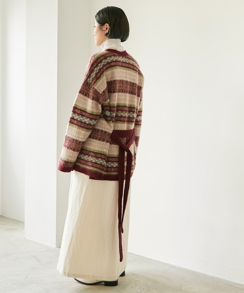 nitca（ニトカ）の「モヘヤダブルジャカード ガウンカーディガン（カーディガン/ボレロ・レディース・カーキ/ボルドー・FREE）」の11枚目の写真