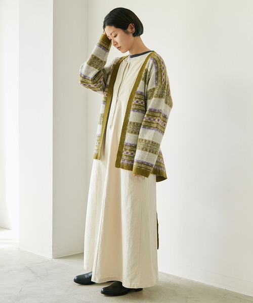 nitca（ニトカ）の「モヘヤダブルジャカード ガウンカーディガン（カーディガン/ボレロ・レディース・カーキ/ボルドー・FREE）」の5枚目の写真