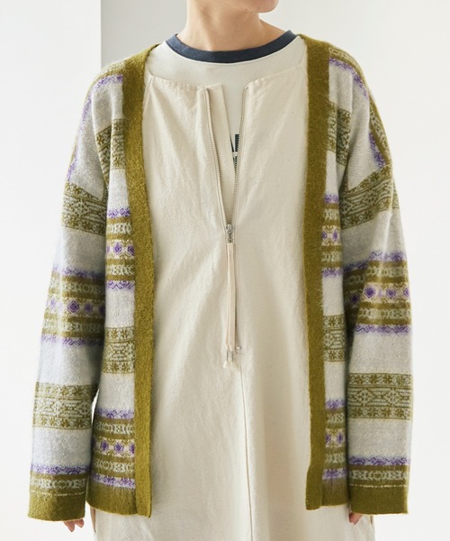 nitca（ニトカ）の「モヘヤダブルジャカード ガウンカーディガン（カーディガン/ボレロ・レディース・カーキ/ボルドー・FREE）」の9枚目の写真