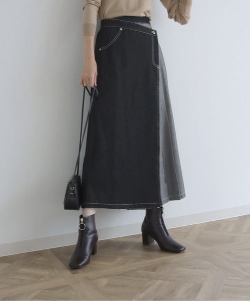 Vingtrois デニム配色アシメロングスカート デニムスカート Vingtrois バントロア のファッション通販 Zozotown