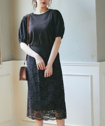 tocco closet | レース切替ニットプルオーバー×レースタイトスカートのセットアップ(ワンピース)