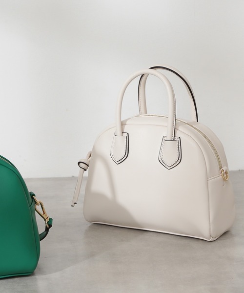 N.（N. Natural Beauty Basic）（エヌエヌナチュラルビューティーベーシック）の「◆ミニボストンショルダーバッグ（ショルダーバッグ・レディース・ホワイト/グリーン/ブラック・ﾌﾘ-）」の4枚目の写真