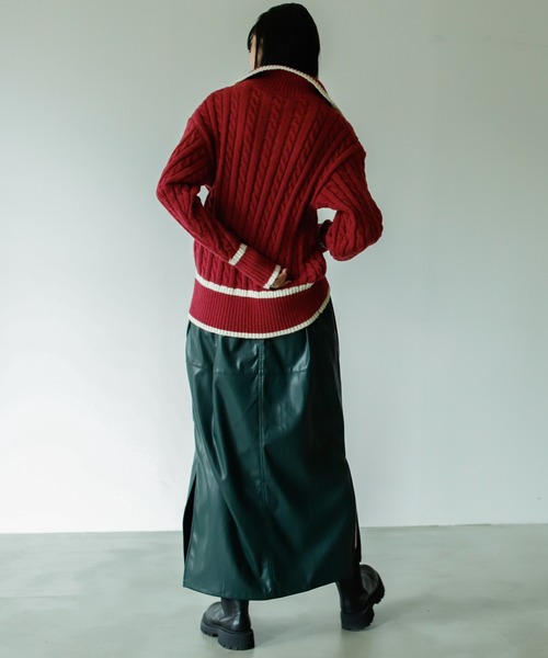 VACANCY（ヴァカンシー）の「ハーフジップ配色ニット（ニット/セーター・レディース・ボルドー/グリーン/ナチュラル・FREE）」の15枚目の写真