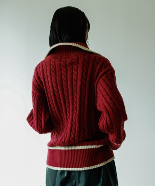 VACANCY（ヴァカンシー）の「ハーフジップ配色ニット（ニット/セーター・レディース・ボルドー/グリーン/ナチュラル・FREE）」の22枚目の写真