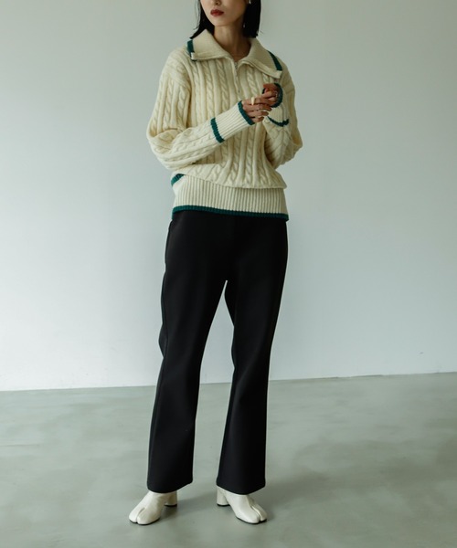 VACANCY（ヴァカンシー）の「ハーフジップ配色ニット（ニット/セーター・レディース・ボルドー/グリーン/ナチュラル・FREE）」の20枚目の写真