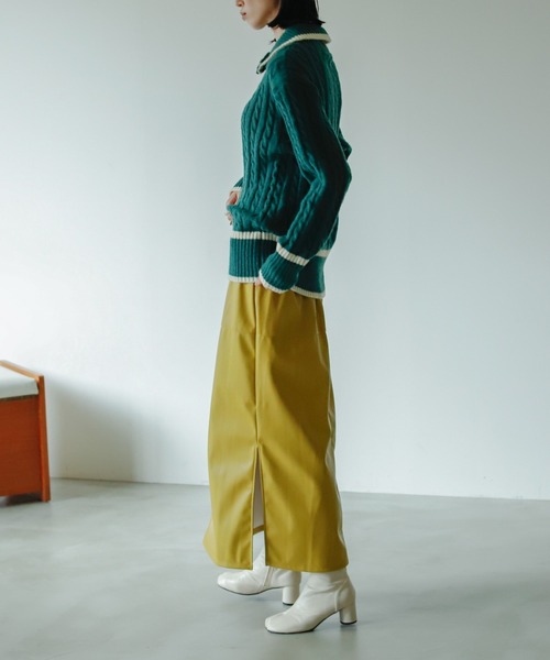 VACANCY（ヴァカンシー）の「ハーフジップ配色ニット（ニット/セーター・レディース・ボルドー/グリーン/ナチュラル・FREE）」の10枚目の写真