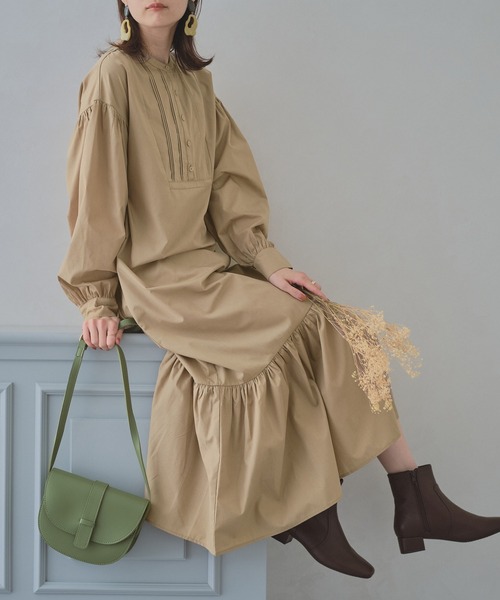 acro（アクロ）の「ドレスシャツロングワンピース/AC1159（シャツワンピース・レディース・ホワイト/ブラック/ベージュ・ﾌﾘ-）」の13枚目の写真