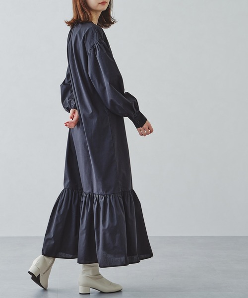 acro（アクロ）の「ドレスシャツロングワンピース/AC1159（シャツワンピース・レディース・ホワイト/ブラック/ベージュ・ﾌﾘ-）」の4枚目の写真