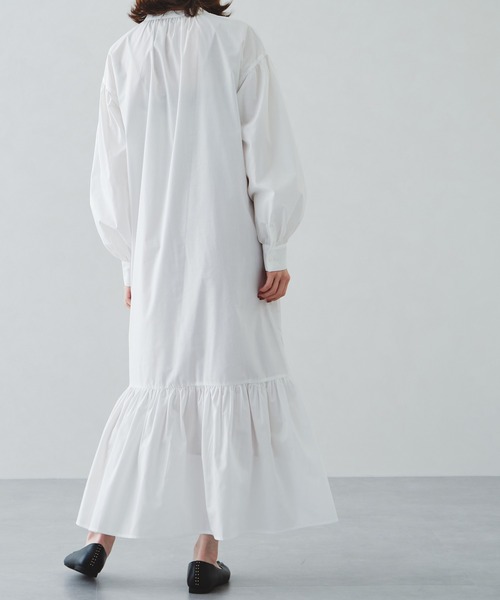 acro（アクロ）の「ドレスシャツロングワンピース/AC1159（シャツワンピース・レディース・ホワイト/ブラック/ベージュ・ﾌﾘ-）」の10枚目の写真