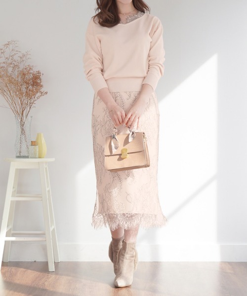 FEERICHELU（フェリーシェル）の「ニット レース襟 前後2WAY FEERICHELU（ニット/セーター・レディース・グレイッシュベージュ/ブルーグレー/パープル系その他/ベージュ系その他/チャコール・M/S）」の7枚目の写真