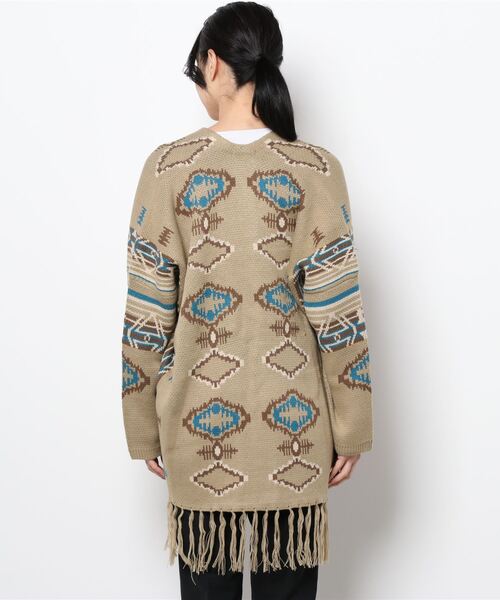 チャイハネ(チャイハネ)の「【チャイハネ】ネイティブ柄ニットフリンジカーディガン(カーディガン/ボレロ・レディース・ベージュ/ネイビー/ブラウン/ターコイズブルー/ブラック・FREE)」の18枚目の写真