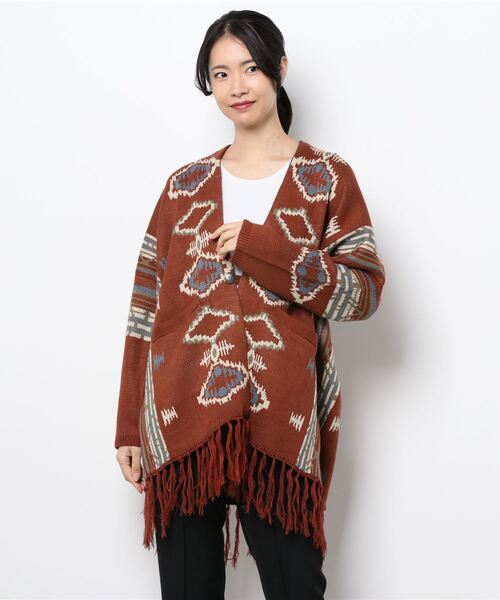 チャイハネ(チャイハネ)の「【チャイハネ】ネイティブ柄ニットフリンジカーディガン(カーディガン/ボレロ・レディース・ベージュ/ネイビー/ブラウン/ターコイズブルー/ブラック・FREE)」の19枚目の写真