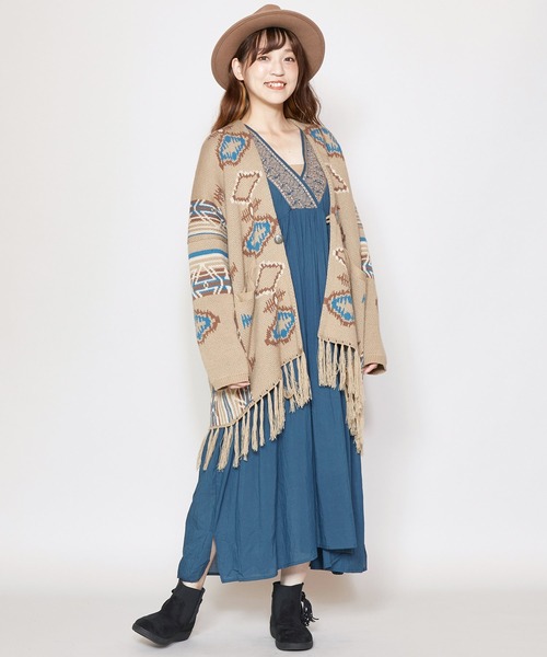 KAPITAL ネイビー フリンジ カーディガン