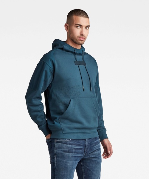G-STAR（ジースター）の「WOVEN MIX GRAPHIC LOOSE HOODED SWEATER/ロゴパーカー（パーカー・メンズ・ダークグレー/ダークブルー・X-LARGE/LARGE/MEDIUM/X-SMALL/SMALL）」の9枚目の写真