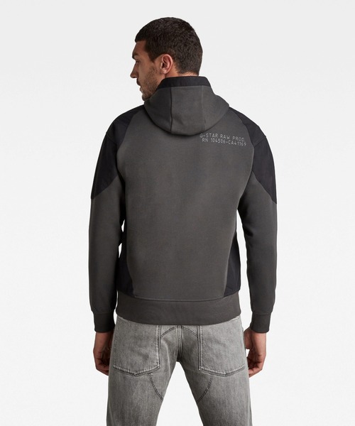 G-STAR（ジースター）の「WOVEN MIX GRAPHIC LOOSE HOODED SWEATER/ロゴパーカー（パーカー・メンズ・ダークグレー/ダークブルー・X-LARGE/LARGE/MEDIUM/X-SMALL/SMALL）」の4枚目の写真