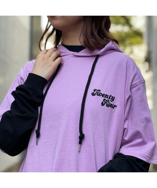 24karats（トゥウェンティーフォーカラッツ）の「EMB. Logo Hoodie SS（パーカー・メンズ・ブラック/パープル・SMALL/MEDIUM/LARGE/X-LARGE）」の11枚目の写真