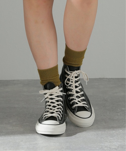 CONVERSE(コンバース)の「【CONVERSE/コンバース】OLIVE GREEN LEATHER HI:ハイカットシューズ(スニーカー・レディース・ブラック・24.5cm/25cm/23cm/23.5cm/24cm)」の1枚目の写真