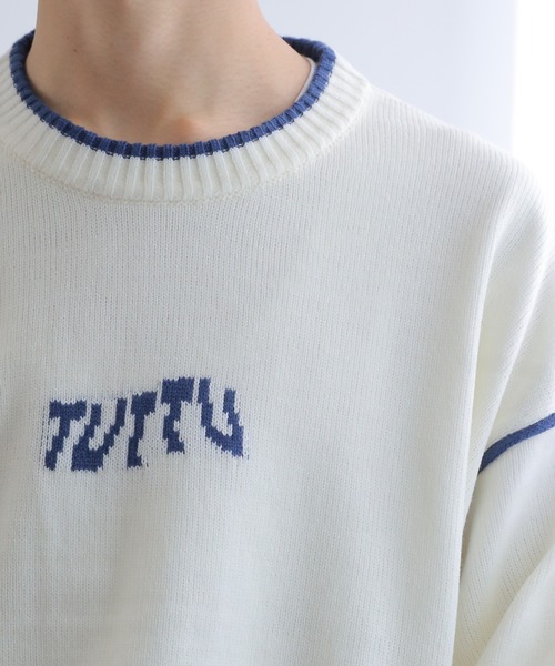 TUTTU（トゥトゥ）の「ルーズシルエットロゴ ニット プルオーバー（ニット/セーター・メンズ・ダークグリーン/ブラウン/オフホワイト/オレンジ/ダークブルー・M/L）」の7枚目の写真