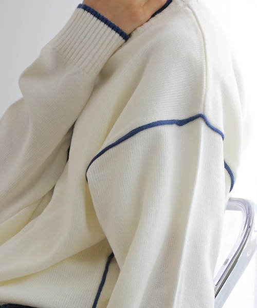 TUTTU（トゥトゥ）の「ルーズシルエットロゴ ニット プルオーバー（ニット/セーター・メンズ・ダークグリーン/ブラウン/オフホワイト/オレンジ/ダークブルー・M/L）」の8枚目の写真