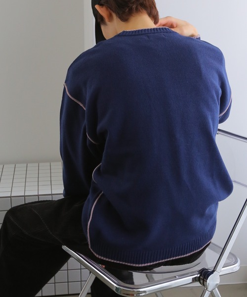 TUTTU（トゥトゥ）の「ルーズシルエットロゴ ニット プルオーバー（ニット/セーター・メンズ・ダークグリーン/ブラウン/オフホワイト/オレンジ/ダークブルー・M/L）」の15枚目の写真