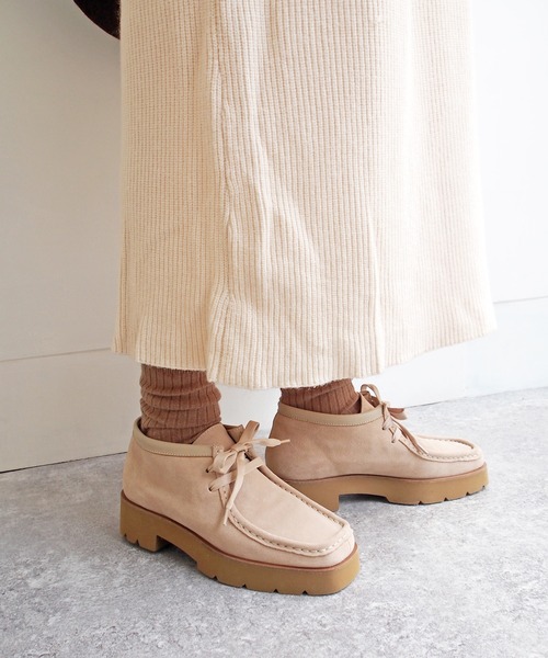 あしながおじさん（アシナガオジサン）の「厚底チロリアンシューズ　-6701275（モカシン/デッキシューズ・レディース・ベージュ/レッド/ブラック・23.0cm/22.5cm/23.5cm/24.0cm/24.5cm）」の3枚目の写真