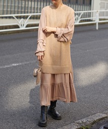 《2点セット、マルチスタイリング》ニットベスト＆ワンピース