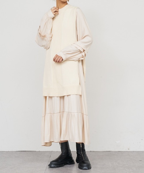 BONbazaar（ボンバザール）の「《2点セット、マルチスタイリング》ニットベスト＆ワンピース（ワンピース・レディース・アイボリー/ブラック/ベージュ・FREE）」の19枚目の写真