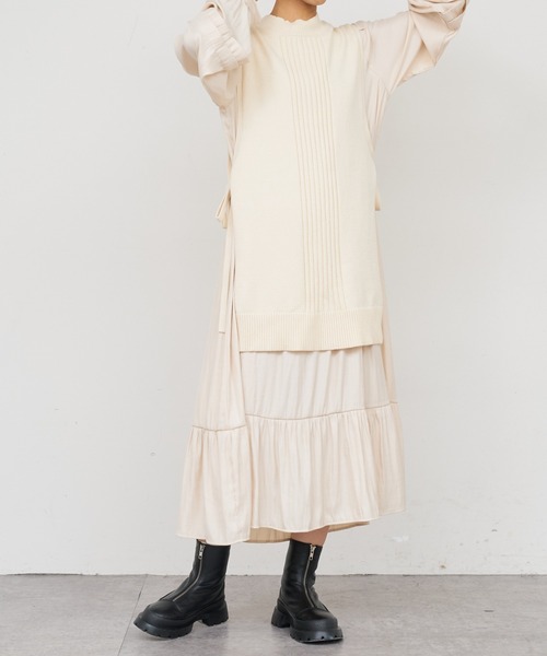 BONbazaar（ボンバザール）の「《2点セット、マルチスタイリング》ニットベスト＆ワンピース（ワンピース・レディース・アイボリー/ブラック/ベージュ・FREE）」の20枚目の写真