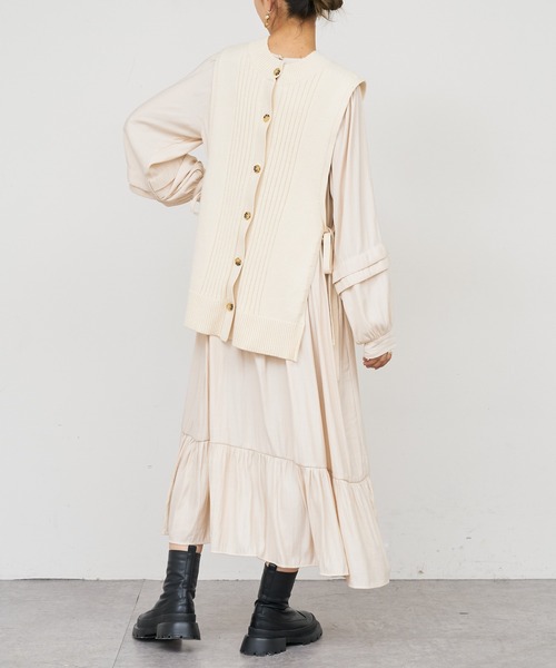 BONbazaar（ボンバザール）の「《2点セット、マルチスタイリング》ニットベスト＆ワンピース（ワンピース・レディース・アイボリー/ブラック/ベージュ・FREE）」の22枚目の写真