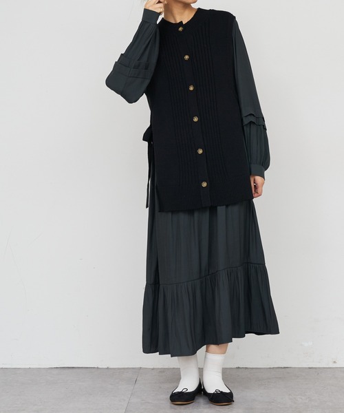 BONbazaar（ボンバザール）の「《2点セット、マルチスタイリング》ニットベスト＆ワンピース（ワンピース・レディース・アイボリー/ブラック/ベージュ・FREE）」の8枚目の写真