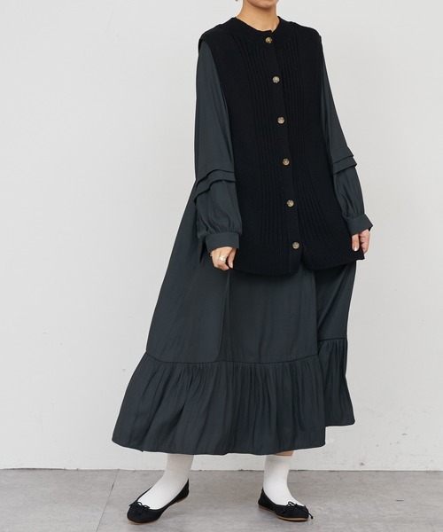 BONbazaar（ボンバザール）の「《2点セット、マルチスタイリング》ニットベスト＆ワンピース（ワンピース・レディース・アイボリー/ブラック/ベージュ・FREE）」の10枚目の写真