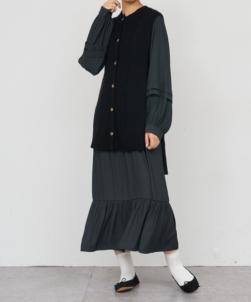 BONbazaar（ボンバザール）の「《2点セット、マルチスタイリング》ニットベスト＆ワンピース（ワンピース・レディース・アイボリー/ブラック/ベージュ・FREE）」の13枚目の写真