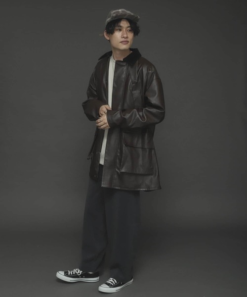 SENSE OF PLACE by URBAN RESEARCH(センスオブプレイスバイアーバンリサーチ)の「フェイクレザーハンティングジャケット(カバーオール・メンズ・ブラック/ブラウン・MEDIUM/LARGE)」の16枚目の写真