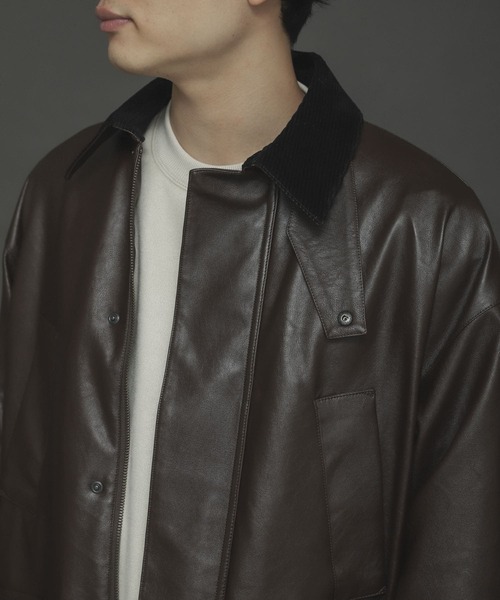 SENSE OF PLACE by URBAN RESEARCH(センスオブプレイスバイアーバンリサーチ)の「フェイクレザーハンティングジャケット(カバーオール・メンズ・ブラック/ブラウン・MEDIUM/LARGE)」の15枚目の写真