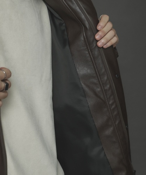 SENSE OF PLACE by URBAN RESEARCH(センスオブプレイスバイアーバンリサーチ)の「フェイクレザーハンティングジャケット(カバーオール・メンズ・ブラック/ブラウン・MEDIUM/LARGE)」の13枚目の写真