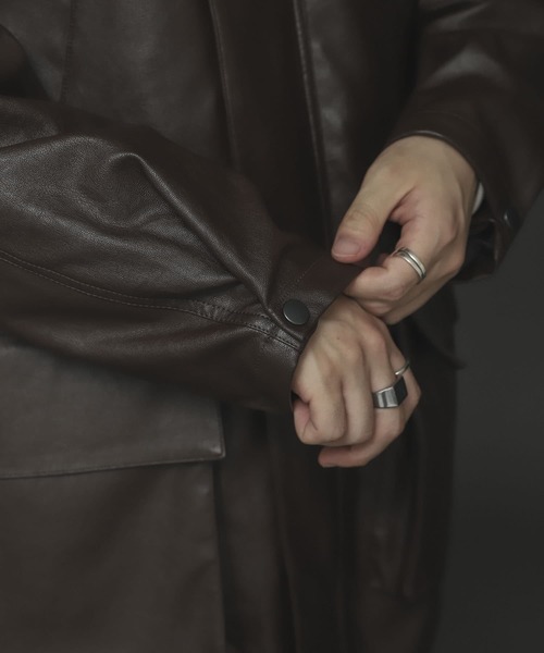 SENSE OF PLACE by URBAN RESEARCH(センスオブプレイスバイアーバンリサーチ)の「フェイクレザーハンティングジャケット(カバーオール・メンズ・ブラック/ブラウン・MEDIUM/LARGE)」の9枚目の写真