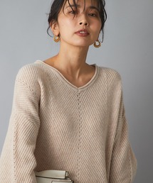 RIVE DROITE | 表情のある編み目が魅力の一枚　ヘリンボンVネックニット(ニット/セーター)