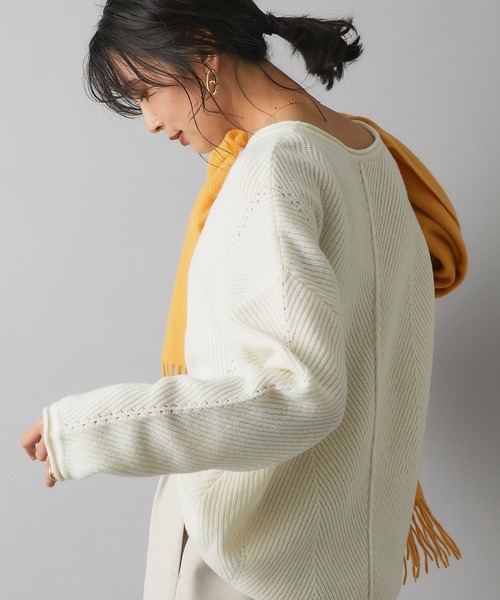 RIVE DROITE（リヴドロワ）の「表情のある編み目が魅力の一枚　ヘリンボンVネックニット（ニット/セーター・レディース・ベージュ/オフホワイト・FREE）」の9枚目の写真
