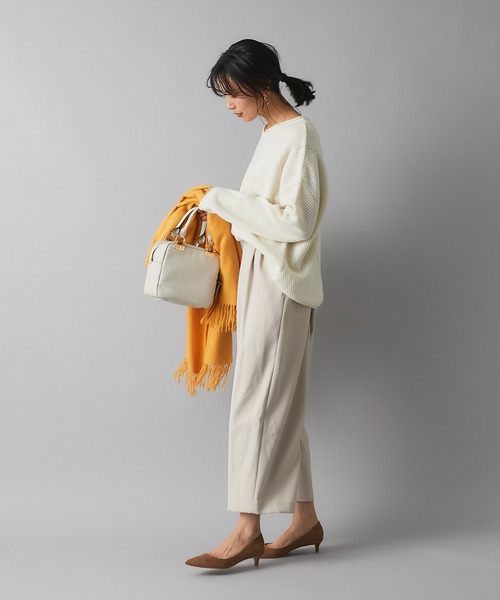 RIVE DROITE（リヴドロワ）の「表情のある編み目が魅力の一枚　ヘリンボンVネックニット（ニット/セーター・レディース・ベージュ/オフホワイト・FREE）」の5枚目の写真