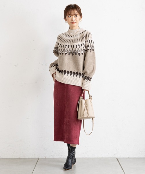 prose verse（プロズヴェール）の「ハイネックノルディック柄ニット（ニット/セーター・レディース・アイボリー/モカ・MEDIUM）」の8枚目の写真