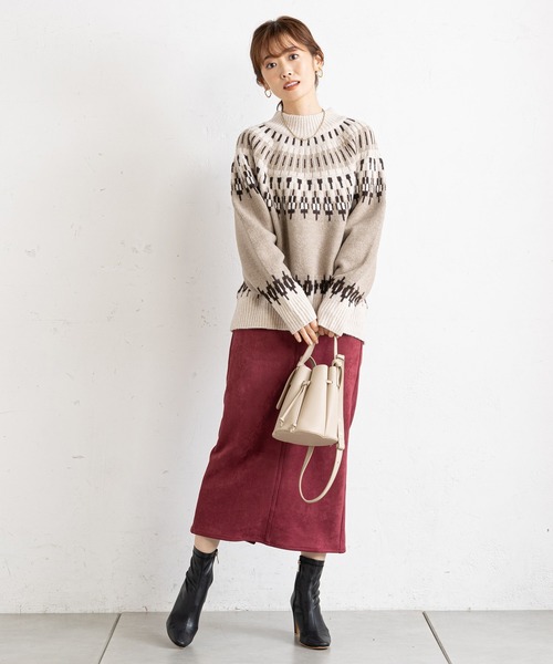 prose verse（プロズヴェール）の「ハイネックノルディック柄ニット（ニット/セーター・レディース・アイボリー/モカ・MEDIUM）」の12枚目の写真