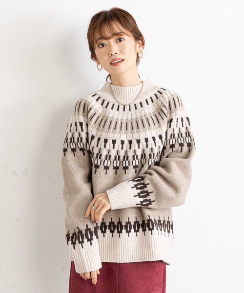 prose verse（プロズヴェール）の「ハイネックノルディック柄ニット（ニット/セーター・レディース・アイボリー/モカ・MEDIUM）」の15枚目の写真