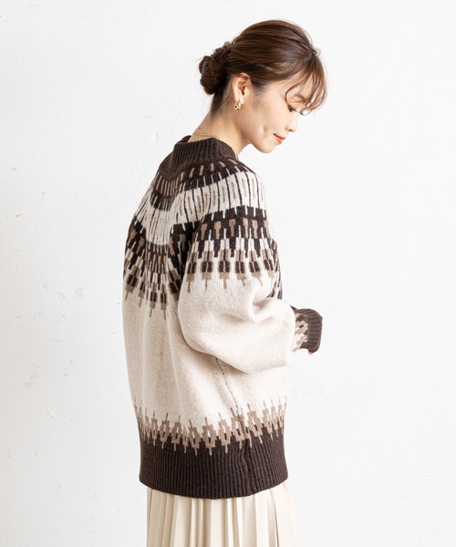 prose verse（プロズヴェール）の「ハイネックノルディック柄ニット（ニット/セーター・レディース・アイボリー/モカ・MEDIUM）」の14枚目の写真