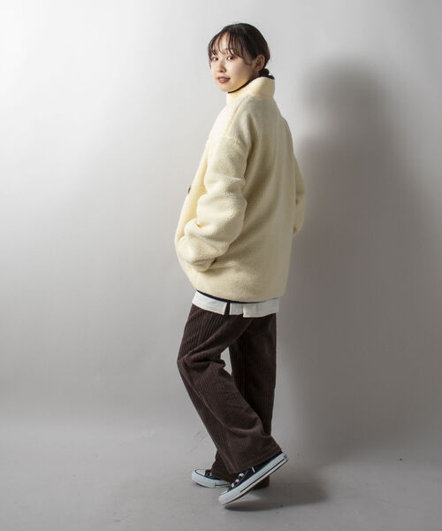 FREDY MAC（フレディーマック）の「【FREDYMAC/フレディマック】ユニセックス ボアフリースZIPブルゾン（ブルゾン・メンズ・オフホワイト/ブラック/ブラウン系その他/パープル系その他・MEDIUM）」の5枚目の写真